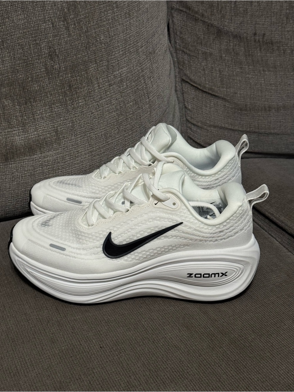 Nike Women’s White Sneakers with Black Swoosh and Platform ZoomX Sole